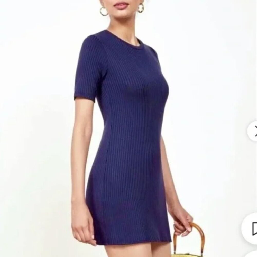 Reformation Ribbed Shellie Dress in Blue/Danube Small